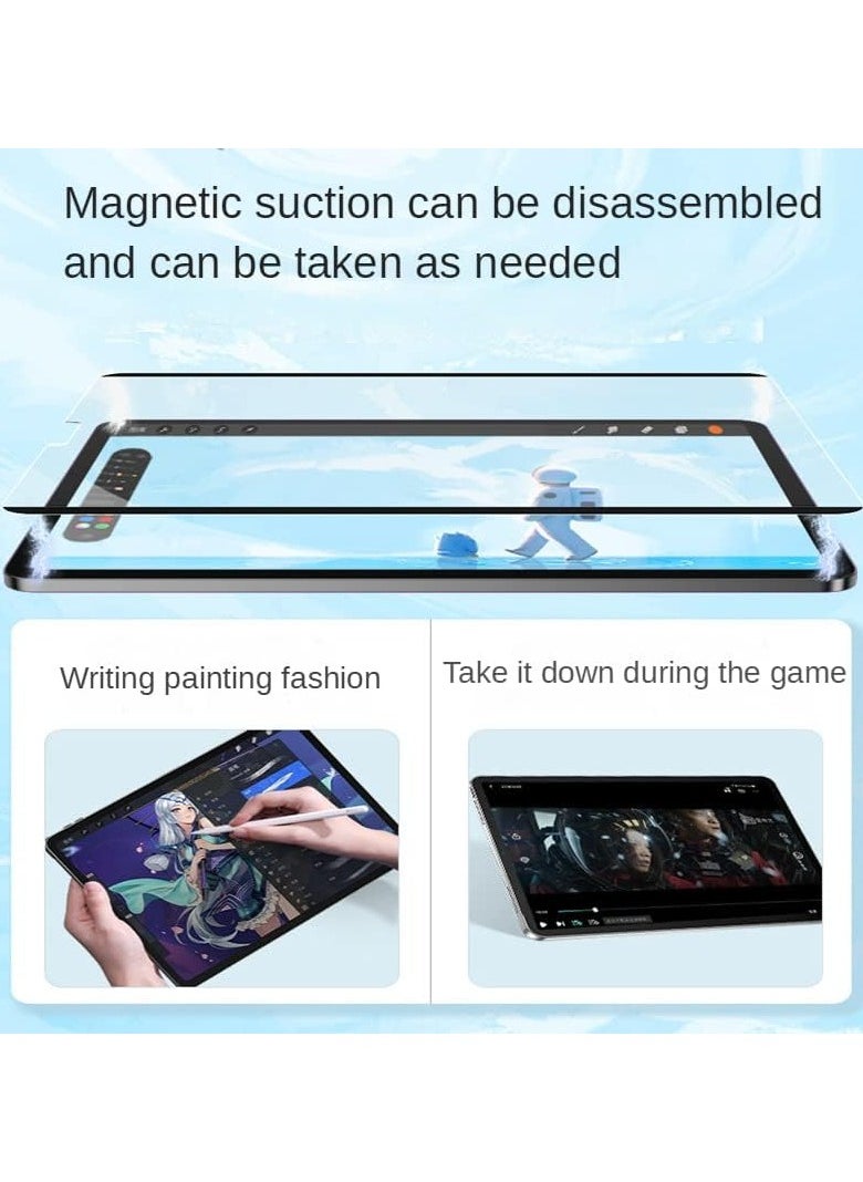 "قطعتين واقي شاشة مغناطيسي حساس للورق متوافق مع Huawei MatePad Pro 13.2 بوصة 2024 (موديلات WEB-W00/PCE-W29) - طبقة ماتة مضادة للتوهج، قابلة للإزالة وإعادة الاستخدام، مصممة خصيصًا للرسم والكتابة"