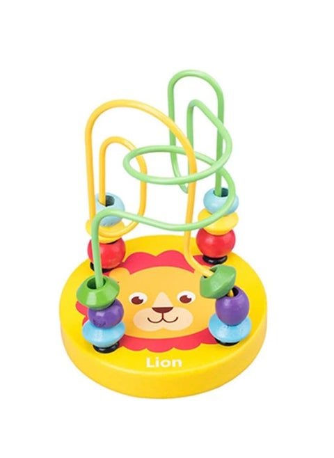 Small educational bead maze game learns from wires and colored beads - one piece, wooden puzzle in the shape of a lion