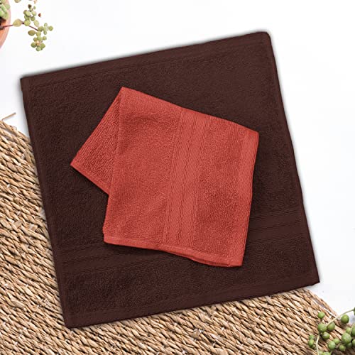 Sassoon Anatolia 4 Piece Cotton Face Towel/Hanky in 500 GSM (30cm X 30cm) - Cocoa-Rust - Image 2
