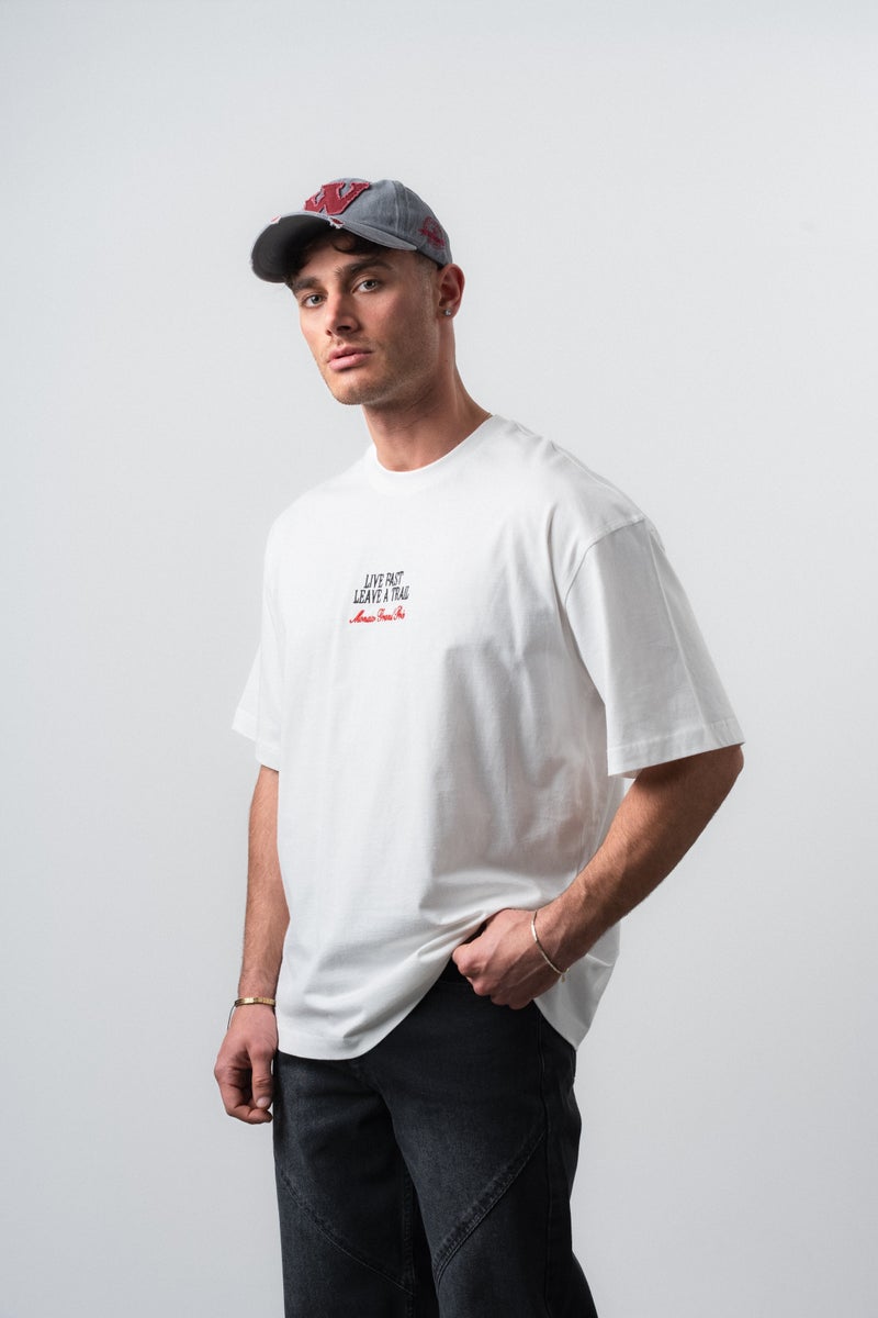 RESPIRE Men's Live Fast Printed Oversize T-Shirt, Ecru - Image 4