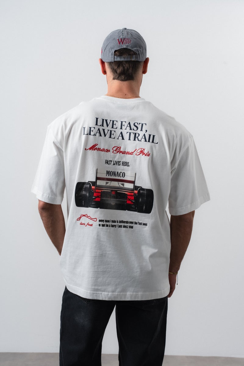 RESPIRE Men's Live Fast Printed Oversize T-Shirt, Ecru - Image 2