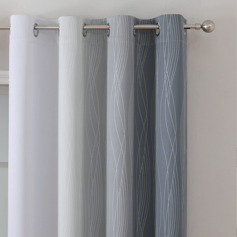 Estelar Textiler Grayish White and Grey Blackout Curtains for Living Room  Ombre Thermal Insulated Noise Reducing Blackout Drapes for Bedroom  Full Room Darkening Grommet Curtains  52Wx45L  2 Panels - Image 4