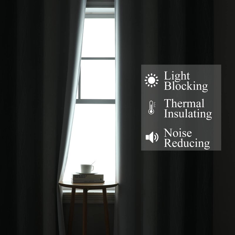 Estelar Textiler Grayish White and Grey Blackout Curtains for Living Room  Ombre Thermal Insulated Noise Reducing Blackout Drapes for Bedroom  Full Room Darkening Grommet Curtains  52Wx45L  2 Panels - Image 3