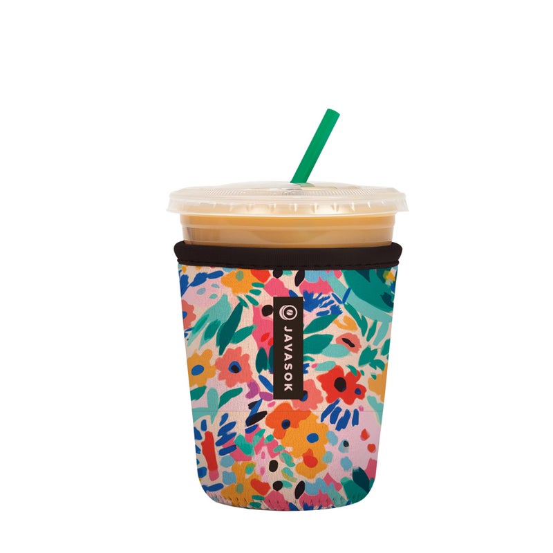 Sok It Sok It JavaSok Iced Coffee  Cold Soda Insulated Neoprene Cup Sleeve Abstract Floral Small 1620oz 