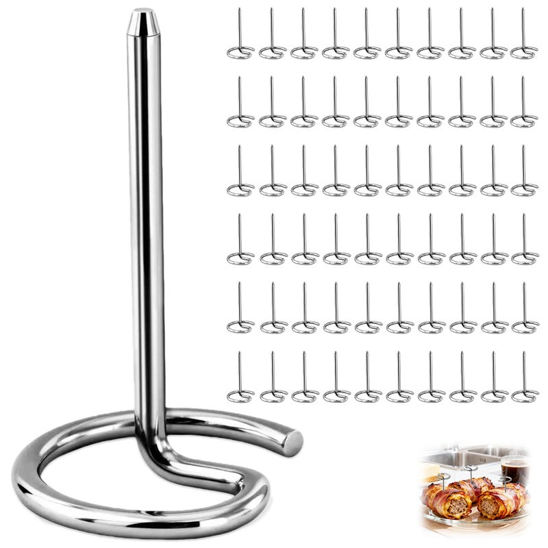senkap 60 Pcs Reusable Stainless Steel Mini Skewers,Round BBQ Skewer 1.75 Inch,Air Fryer Skewers,Upgrade Your BBQ Game with These Metal Pins for Grilling Steak Bites, Bacon, and Fruit on Party Platters - Image 1