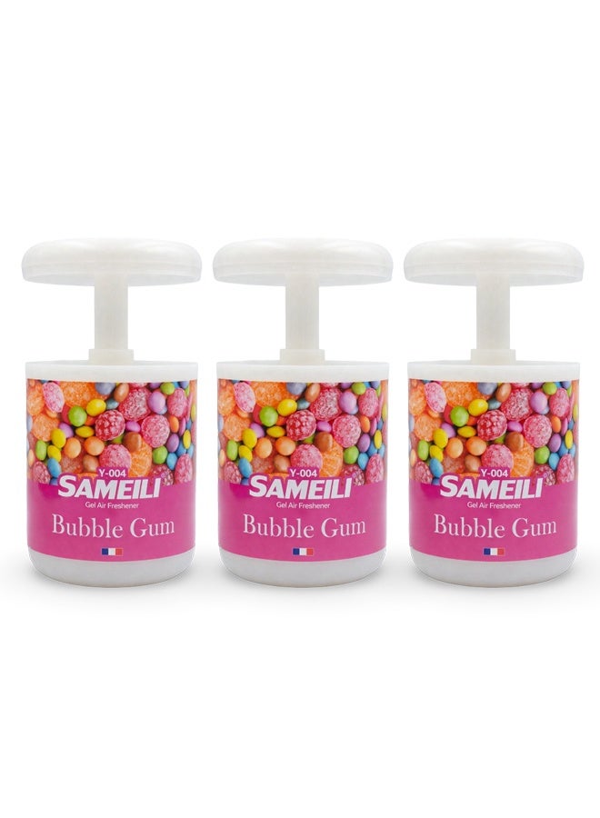 ساميلي مجموعة مكونة من 3 قطع من معطر الجو الجل SAMEILI برائحة العلكة (Bubble Gum) طراز Y-004 – تحكم قابل للتعديل في شدة الرائحة بنظام السحب، معطر جل يدوم طويلاً مناسب للسيارات (لوحة القيادة وحامل الأكواب)، وللمنزل والمكتب. - Image 1