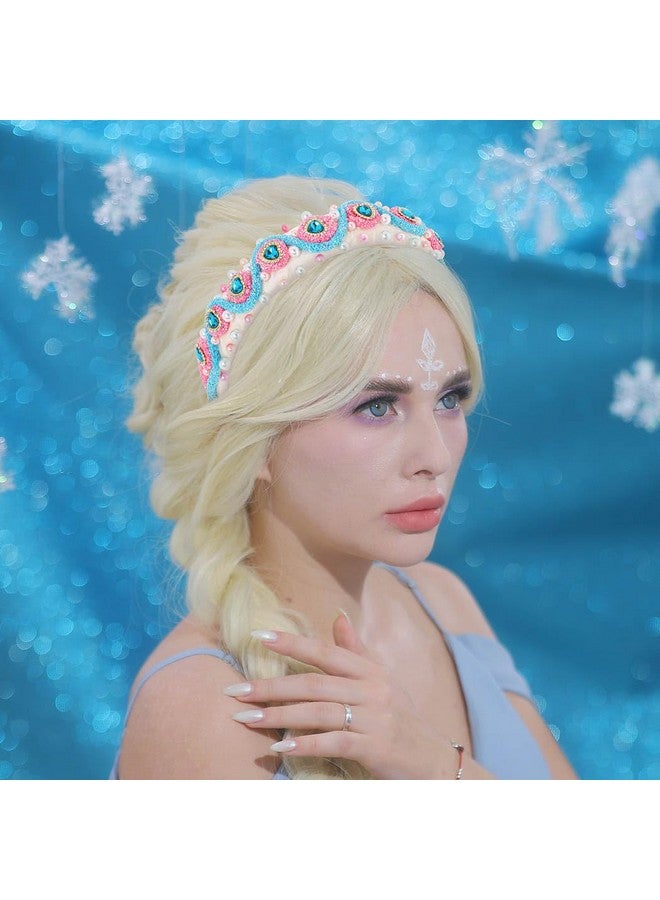 Fstrend Rhinestone Princess Headband Sparkly Crystal Party Headwear Queen Costume Hair Accessories Decoration For Women And Girls (Blue Heart Crystal) - Image 2