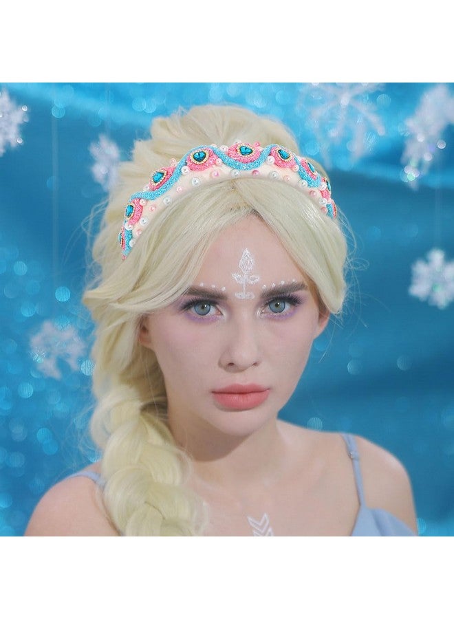 Fstrend Rhinestone Princess Headband Sparkly Crystal Party Headwear Queen Costume Hair Accessories Decoration For Women And Girls (Blue Heart Crystal) - Image 3