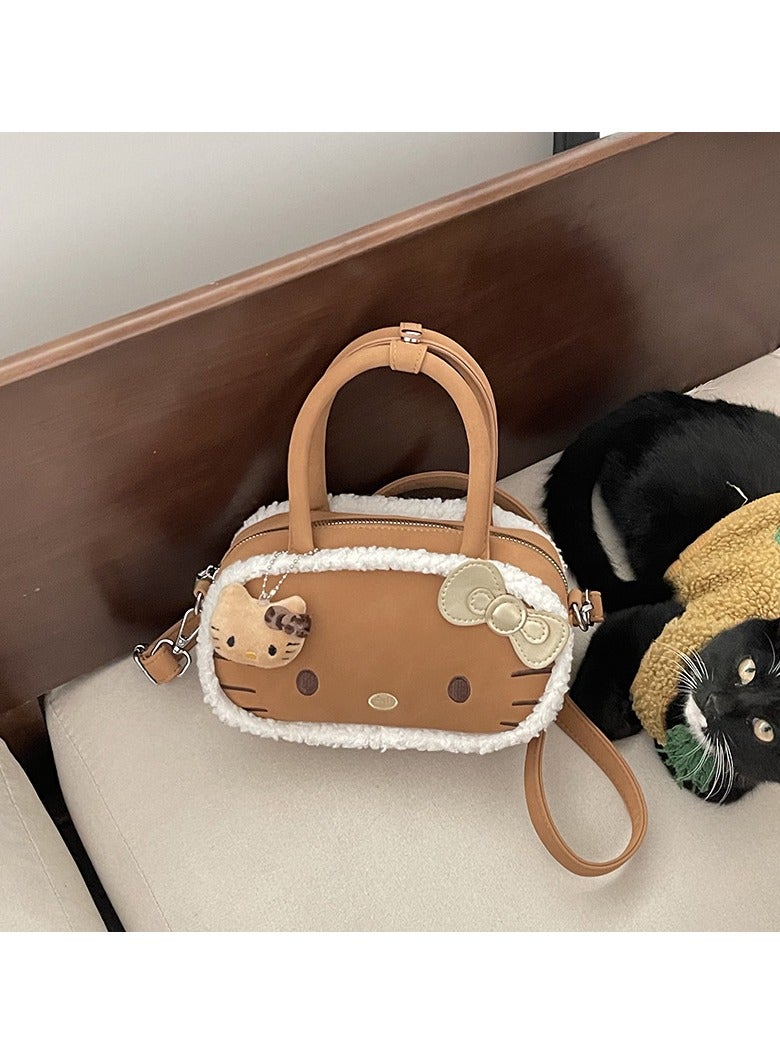 كيتي **حقيبة يد كيتي اللطيفة - حقيبة متعددة الاستخدامات بتصميم أنثوي مع فراغ داخلي واسر وتفاصيل فراشة للمراهقات** - Image 3