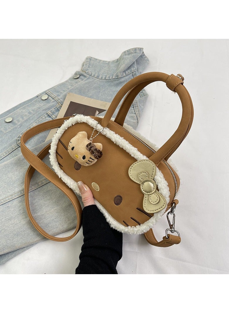 كيتي **حقيبة يد كيتي اللطيفة - حقيبة متعددة الاستخدامات بتصميم أنثوي مع فراغ داخلي واسر وتفاصيل فراشة للمراهقات** - Image 2