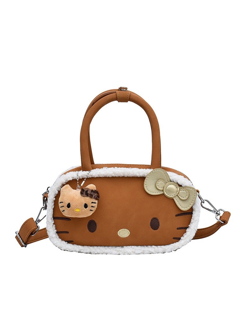 كيتي **حقيبة يد كيتي اللطيفة - حقيبة متعددة الاستخدامات بتصميم أنثوي مع فراغ داخلي واسر وتفاصيل فراشة للمراهقات** - Image 1