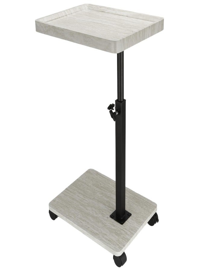 Simcat Adjustable Height C Shaped End Table, 360° Swivel Side Table TV Tray for Small Place, Couch Tables with Wheels Sofa, Bed, Chair (White Grain) - Image 1