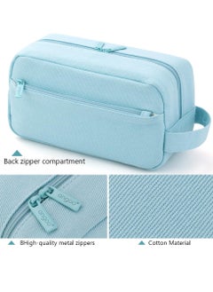 Excefore Big Capacity Pencil Case Canvas Large Storage Pouch Pen Holder Simple Stationery Bag Office Organizer School Supplies Portable Gift for Teen Girls Boy Men Women (Blue)  - Image 5