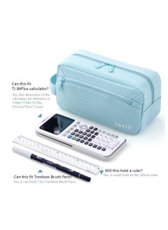 Excefore Big Capacity Pencil Case Canvas Large Storage Pouch Pen Holder Simple Stationery Bag Office Organizer School Supplies Portable Gift for Teen Girls Boy Men Women (Blue)  - Image 2