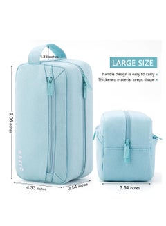 Excefore Big Capacity Pencil Case Canvas Large Storage Pouch Pen Holder Simple Stationery Bag Office Organizer School Supplies Portable Gift for Teen Girls Boy Men Women (Blue)  - Image 3