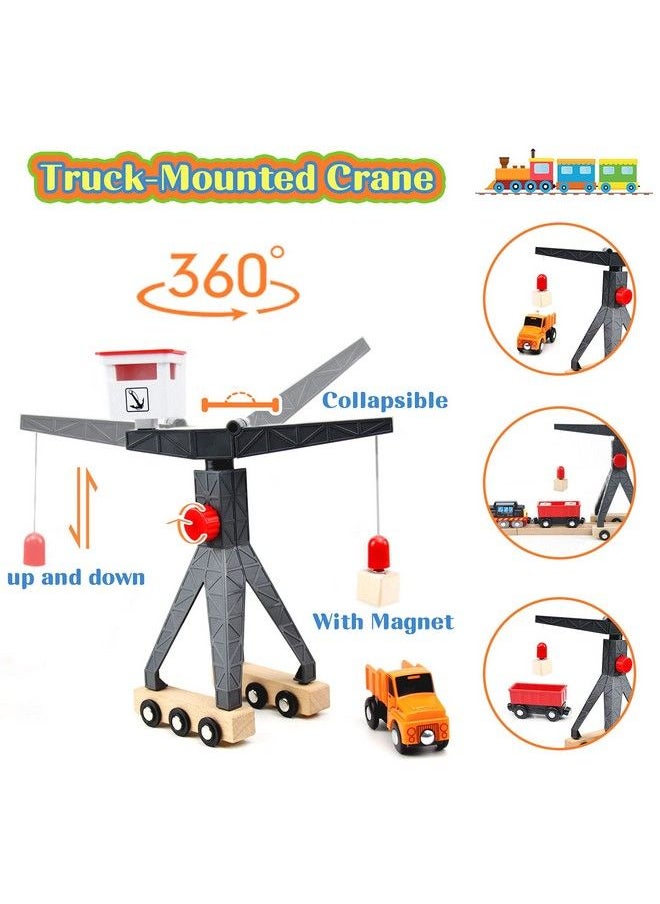 Generic - Wooden Train Set, 56Piece Deluxe Kids Toy Train Set For 2 3 4 5 Year Old Boy, Cargothemed Train Track With Tower Crane & Suspension Bridge Fits Thomas Brio Chuggington Melissa Orbrium - Image 1
