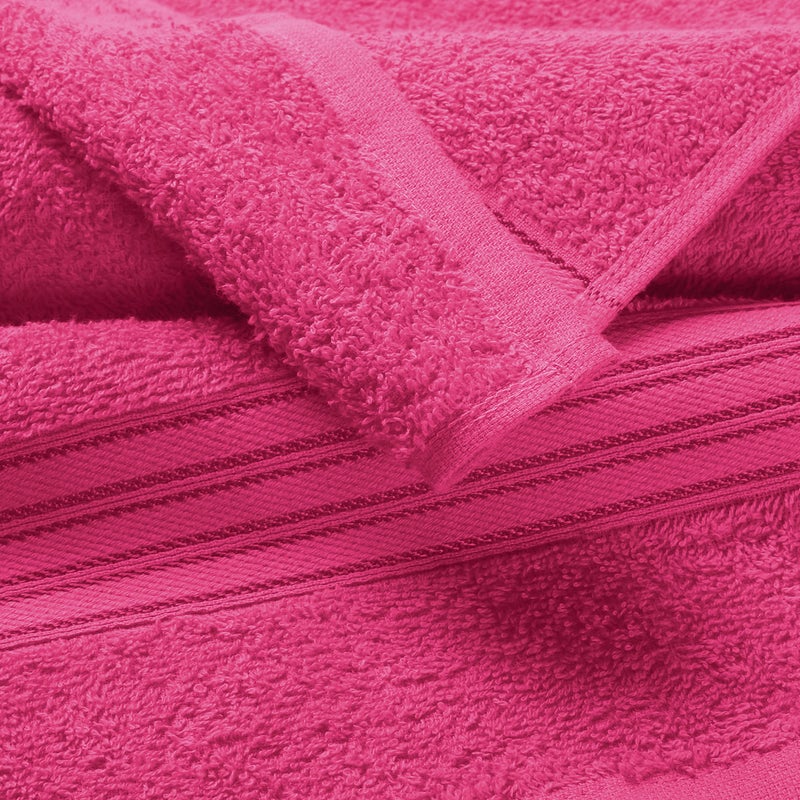 BOUTIQUO 6 Pack Cotton Towel Set  Contains 2 Bath Towels 28x55 inch  2 Hand Towels 16x24 inch & 2 Wash Coths 12x12 inch  Ideal Everyday use  Ultra Soft Compact & Lightweight - Hot Pink - Image 2