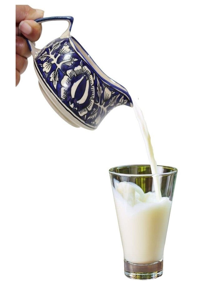 Mirakii 175ml Ceramic Sauce Boat, Creamer or Milk Pot; Microwave and Dishwasher Safe, Handmade, Blue, Mughal Floral Print (Mirakii 199 MilkPot) - Image 5