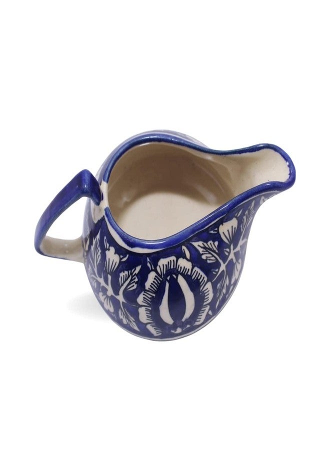 Mirakii 175ml Ceramic Sauce Boat, Creamer or Milk Pot; Microwave and Dishwasher Safe, Handmade, Blue, Mughal Floral Print (Mirakii 199 MilkPot) - Image 3