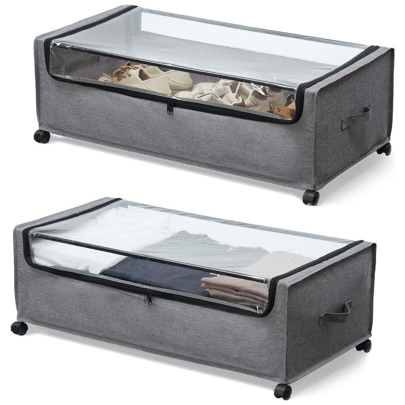 FOUCSSOMEI Under Bed Storage with Wheels Under The Bed Storage Drawers On Wheels Rolling Underbed Drawers Lockable Heavy Duty XXXXL Size 90L