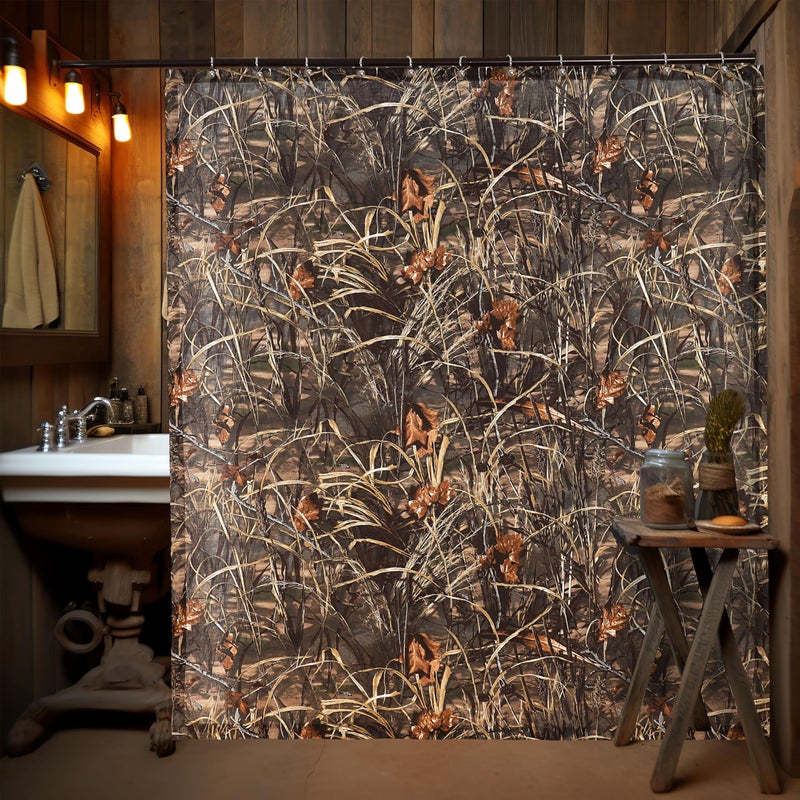 VISI-ONE Realtree Max4 Hunting Camo Shower Curtains for Bathroom 72 Inch Shower Curtain  Upgrade Your Bathroom with Camouflage Hookless Modern Shower Curtains 