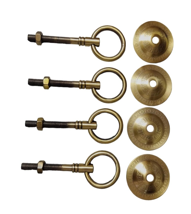 Kkriya Home Decor Heavy Duty Antique Brass Finish Bottom KADA for Patio JHULA Superior HIGrade Quality Life TIME WARRENTY KADA Patio Swing Hammock Swing16MM Rod with Weight Capacity of 800KG Pack of 4PCS - Image 4