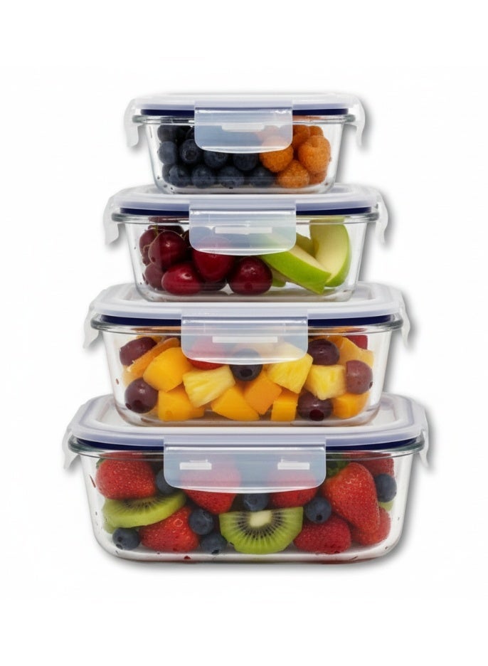Auroware 4 Pack of Glass Containers with Leak Proof Airtight Lid BPA Free Dishwasher Microwave Freezer Safe Food Storage Containers office school Lunch Healthy Safe