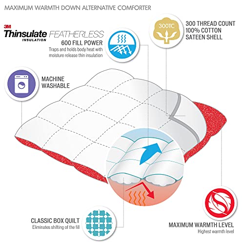 Sleep Philosophy Thinsulate Fibers 3M Scotchgard Moisture Wicking Down Alternative Comforter with 300TC Cotton Sateen Cover, King, White - Image 5