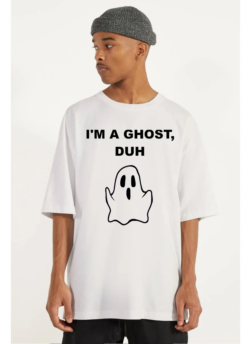 Rock&Roll Cute Ghost Oversize White Short Sleeve Men's T-Shirt