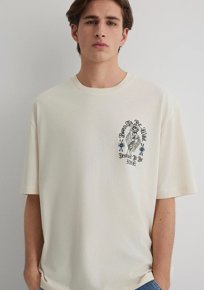 MAVI Skull Printed Ecru T-Shirt