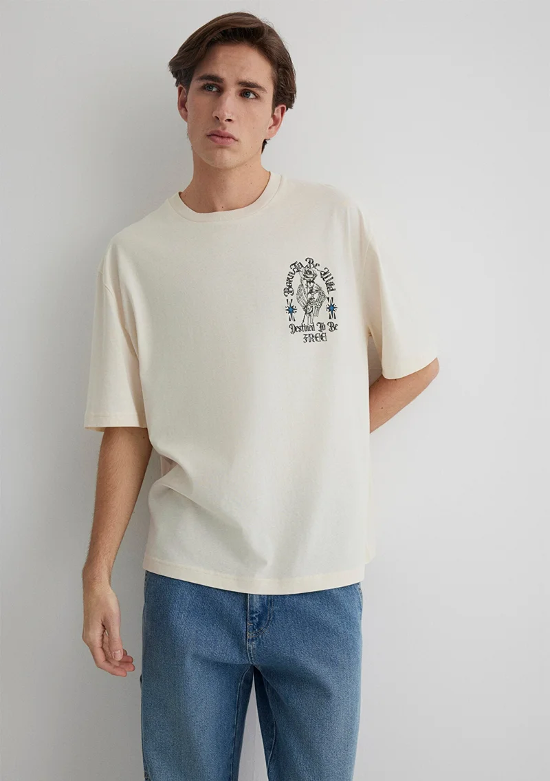 MAVI Skull Printed Ecru T-Shirt