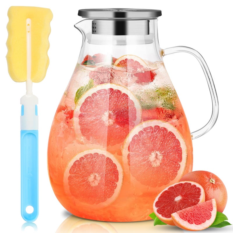 SUSTEAS 3 Litre 101oz Glass Pitcher Jar with Lid and Nozzle 317Quart ColdHot Water Glass Water Bottle Ice Tea for Refrigerator Large Water Jar for Juice Milk Coffee or Homemade Drinks