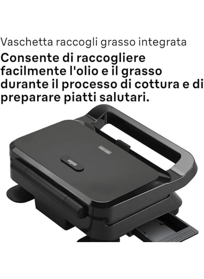 صانع الوجبات الخفيفة سناك ميكر 5، بتصميم عصري، مع ألواح مطلية غير لاصقة، باللون الأسود، بقدرة 800 واط، مع سطح قابل للإزالة - Image 3