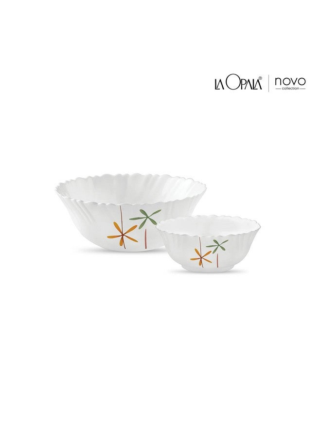 La Opala Novo Collection Opal Glass Crockery | Gift Set of 7 | Pudding Set 7 pcs Autumn Flower | Bowls for Desserts & Gifting | Microwave Safe | 100% Vegetarian | Extra Strong | Light & White - Image 2