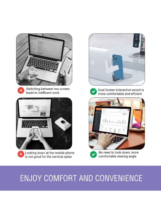 Magnetic Phone Holder for Laptop, Adjustable Side-Mounted Display Stand, Portable and Foldable Laptop Stand, Compatible with All Smartphones, Aluminum Alloy. - Image 4