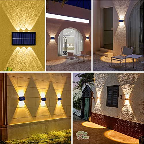 Epyz Plastic Solar Wall Light Outdoor Up & Down Waterproof Garden Decoration Wall Lamps Step Street Small Night Lamp Garden Lighting Fence Courtyard Decor 6 Led [ Warmyellow, Pack Of 1 ] - Image 2