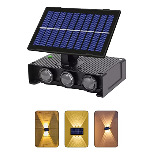 Epyz Plastic Solar Wall Light Outdoor Up & Down Waterproof Garden Decoration Wall Lamps Step Street Small Night Lamp Garden Lighting Fence Courtyard Decor 6 Led [ Warmyellow, Pack Of 1 ] - Image 1