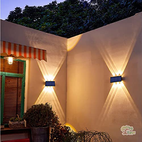 Epyz Plastic Solar Wall Light Outdoor Up & Down Waterproof Garden Decoration Wall Lamps Step Street Small Night Lamp Garden Lighting Fence Courtyard Decor 6 Led [ Warmyellow, Pack Of 1 ] - Image 4