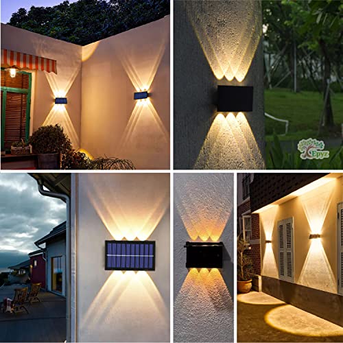 Epyz Plastic Solar Wall Light Outdoor Up & Down Waterproof Garden Decoration Wall Lamps Step Street Small Night Lamp Garden Lighting Fence Courtyard Decor 6 Led [ Warmyellow, Pack Of 1 ] - Image 3