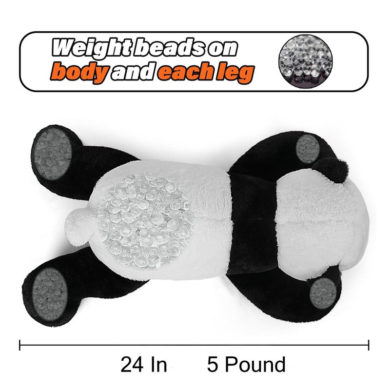 JellyMallow 5 lbs 24 Weighted Stuffed Animals Panda Plushie Cute Panda Weighted Plush Pillow Giant Stuffed Animals for Kids Adults - Image 3