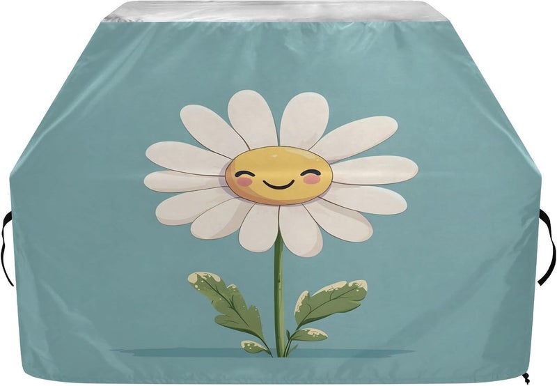 senya Premium Grill Cover Waterproof White Daisy Barbecue Cover Fade Resistant BBQ Cover Heavy Duty Fits Grill Widths Up to 25 in - Image 1