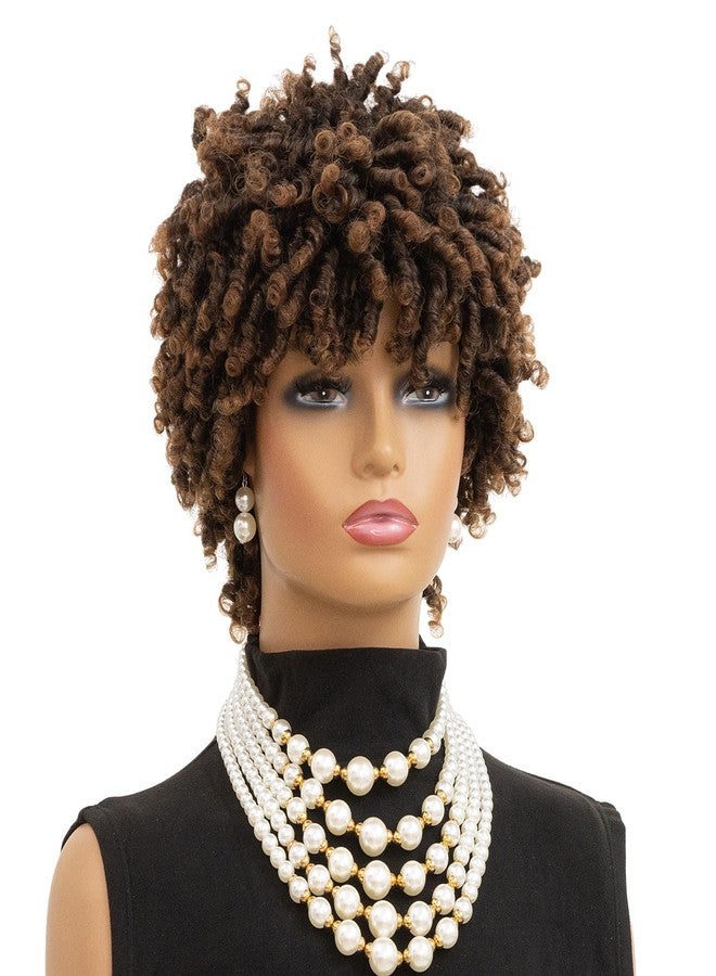 MOONSHOW Short Braided Wigs for Black Women Faux Locs Hair Wigs Short Dreadlock Wig Black Afro Curly Kinky Twist Braided Wigs Synthetic 1B Dreads Wig for Black Women - Image 2