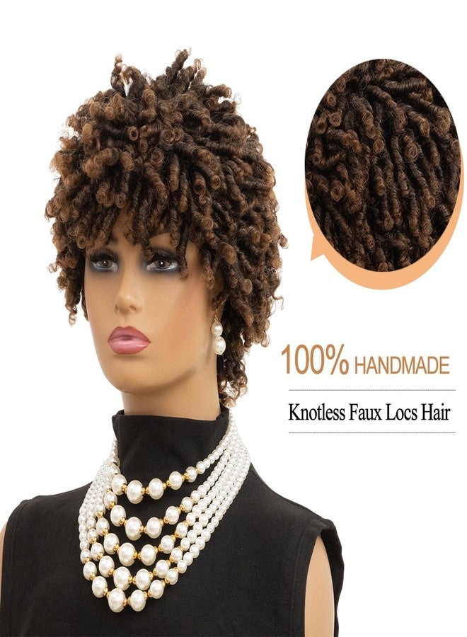 MOONSHOW Short Braided Wigs for Black Women Faux Locs Hair Wigs Short Dreadlock Wig Black Afro Curly Kinky Twist Braided Wigs Synthetic 1B Dreads Wig for Black Women - Image 4