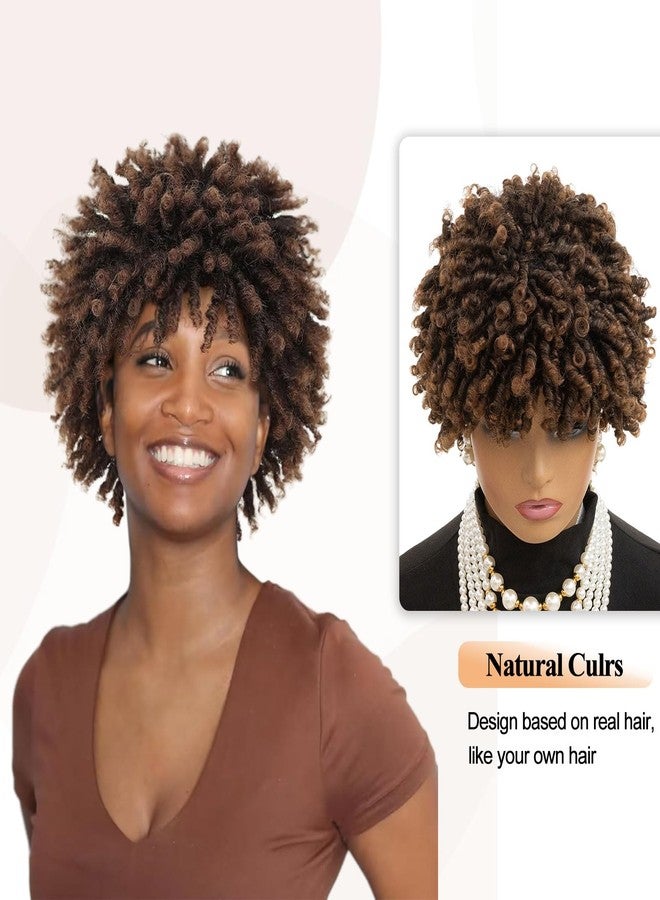 MOONSHOW Short Braided Wigs for Black Women Faux Locs Hair Wigs Short Dreadlock Wig Black Afro Curly Kinky Twist Braided Wigs Synthetic 1B Dreads Wig for Black Women - Image 5