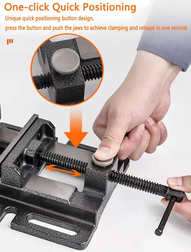 MYTEC Drill Press Vise, 4.0" Black, Quick Release Workbench Industrial Vise Clamp, High-grade cast steel Bench Clamp - Image 2