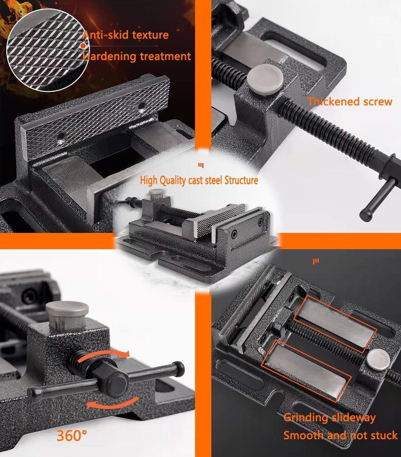 MYTEC Drill Press Vise, 4.0" Black, Quick Release Workbench Industrial Vise Clamp, High-grade cast steel Bench Clamp - Image 4
