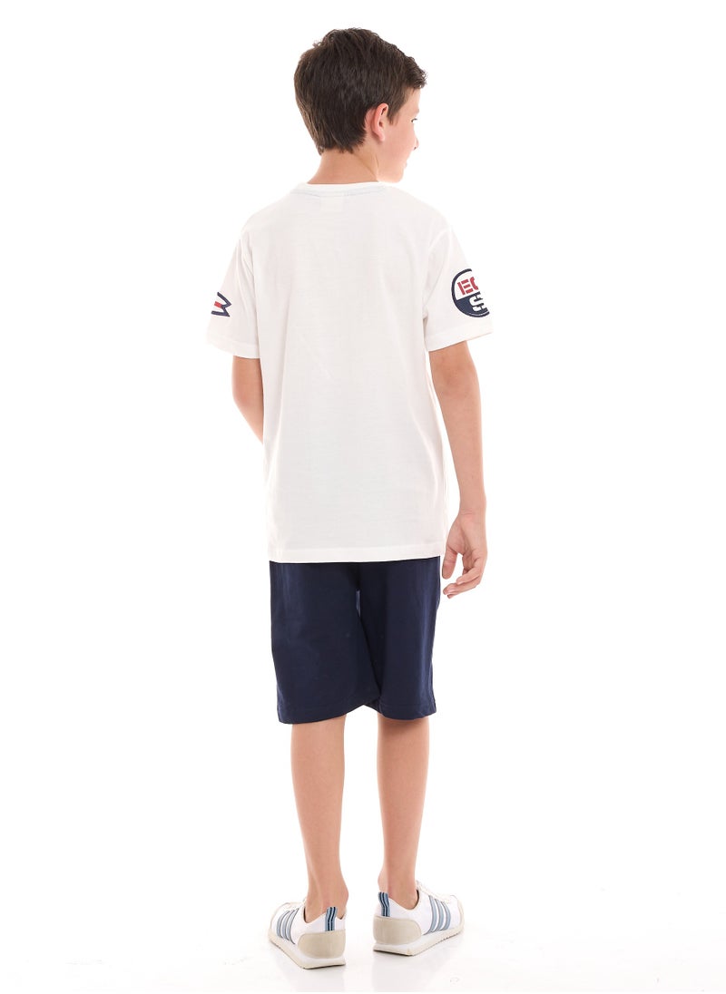 Boys 2-Piece Set: T-Shirt & short for (6-12 Years) Off-White -Navy - pzsku/ZD727CF8F98B2103A786AZ/45/_/1723127919/efca1282-50b8-4dcf-91ad-c4548ee963e5