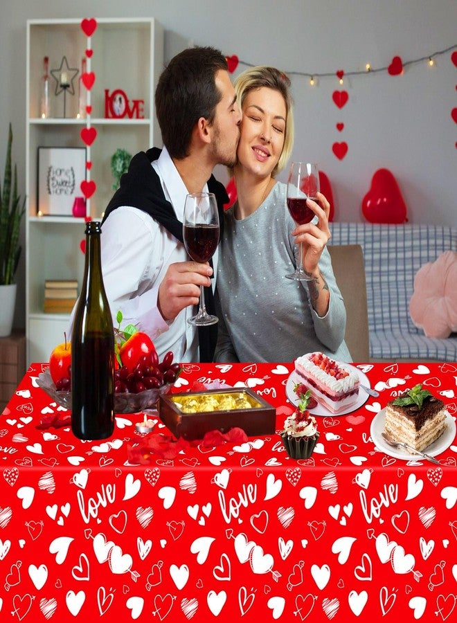 Inspireyee 4 Pack Mother's Day Tablecloth Love Heart Table Cover for Rectangle 51 x 86in Waterproof Plastic Nurse Party Table Cloth for Valentine's Day Décor Wedding Anniversary Supplies - Image 3