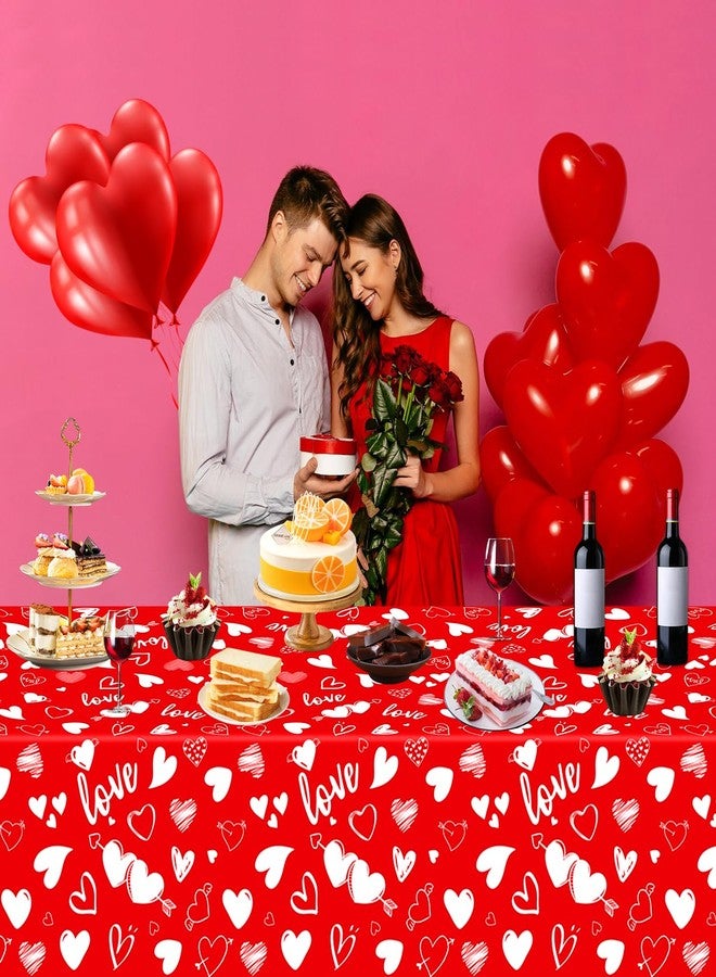 Inspireyee 4 Pack Mother's Day Tablecloth Love Heart Table Cover for Rectangle 51 x 86in Waterproof Plastic Nurse Party Table Cloth for Valentine's Day Décor Wedding Anniversary Supplies - Image 2
