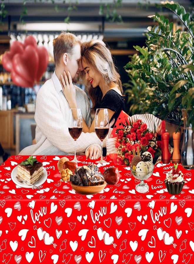 Inspireyee 4 Pack Mother's Day Tablecloth Love Heart Table Cover for Rectangle 51 x 86in Waterproof Plastic Nurse Party Table Cloth for Valentine's Day Décor Wedding Anniversary Supplies - Image 4